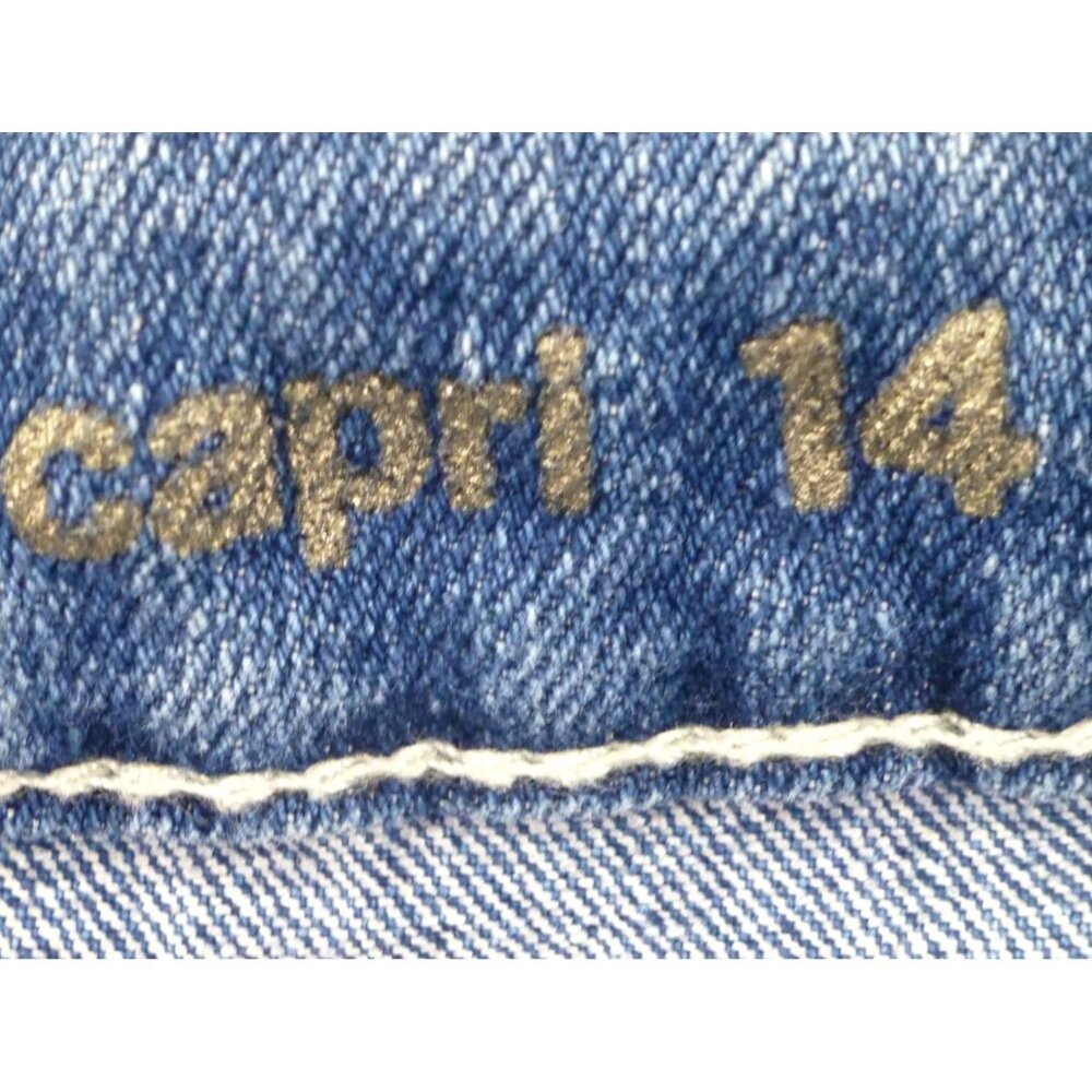 Avenue Denim Womens Capri Jeans Size 14 Blue Butterfly Embroidered Stretch - Picture 3 of 11